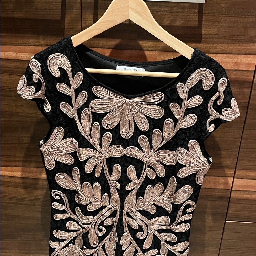 Chic Black Dress with Gold Embroidery